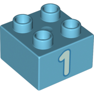 Brick 2X2, No. 128 - Medium Azur