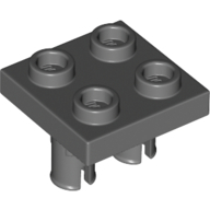 Plate 2X2 Inverted W. 2 Snap - Dark Stone Grey