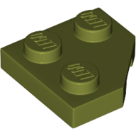 Plate 2X2, Corner, 45 Deg. - Olive Green