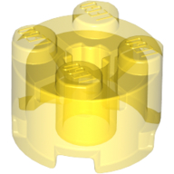 Brick 2X2 Circle W/ Cross - Transparent Yellow