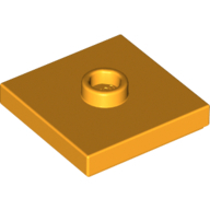 Plate 2X2 W 1 Knob - Flame Yellowish Orange