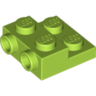 Plate 2X2X2/3 W. 2. Hor. Knob - Bright Yellowish Green