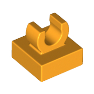 Plate 1X1 W. Up Right Holder - Flame Yellowish Orange
