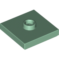 Plate 2X2 W 1 Knob - Sand Green