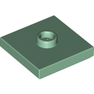 Plate 2X2 W 1 Knob - Sand Green
