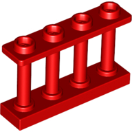Fence 1X4X2 W. 4 Knobs - Bright Red
