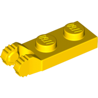 Plate 1X2 W/Fork/Vertical/End - Bright Yellow