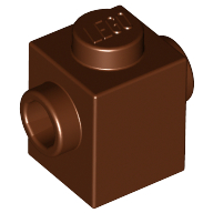 Brick 1X1 W. 2 Knobs - Reddish Brown