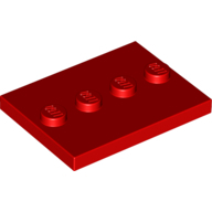 Plate 3X4 With 4 Knobs - Bright Red