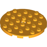 Plate 6X6 Round With Tube Snap - Flame Yellowish Orange
