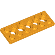 Plate 2X6 W. Holes - Flame Yellowish Orange