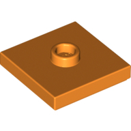 Plate 2X2 W 1 Knob - Bright Orange