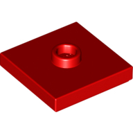 Plate 2X2 W 1 Knob - Bright Red