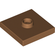 Plate 2X2 W 1 Knob - Medium Nougat