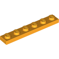 Plate 1X6 - Flame Yellowish Orange