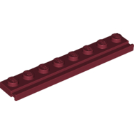 Plate 1X8 With Rail - Dark Red
