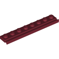 Plate 1X8 With Rail - Dark Red