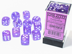 Borealis 16mm d6 Purple/White Luminary Dice Block (12 dice) - CHX27777