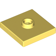 Plate 2X2 W 1 Knob - Cool Yellow