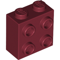 Brick 1X2X1 2/3 W/4 Knobs - Dark Red