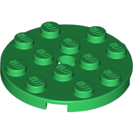 Plate 4X4 Round W. Snap - Dark Green