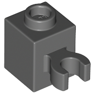 Brick 1X1 W/Holder, H0Rizontal - Dark Stone Grey