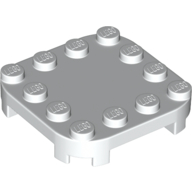 Plate, 4X4X2/3, Circle, W/ Reduced Knobs - White