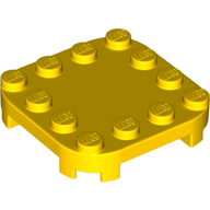 Plate, 4X4X2/3, Circle, W/ Reduced Knobs - Bright Yellow