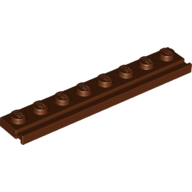 Plate 1X8 With Rail - Reddish Brown