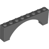 Brick W. Bow 1X8X2 - Dark Stone Grey