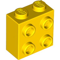 Brick 1X2X1 2/3 W/4 Knobs - Bright Yellow
