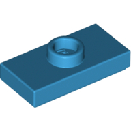 Plate 1X2 W. 1 Knob - Dark Azur