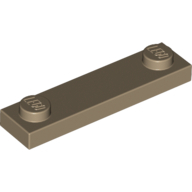 Plate 1X4 W. 2 Knobs - Sand Yellow