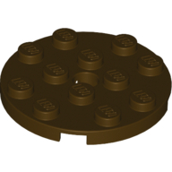 Plate 4X4 Round W. Snap - Dark Brown