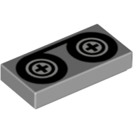 Flat Tile 1X2, Video Tape - Medium Stone Grey