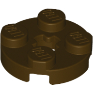Plate 2X2 Round - Dark Brown