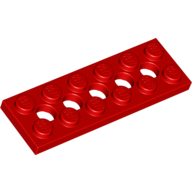 Plate 2X6 W. Holes - Bright Red