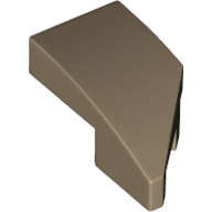Left Plate 1X2, W/ Bow, 45 Deg. Cut - Sand Yellow