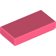 Flat Tile 1X2 - Vibrant Coral