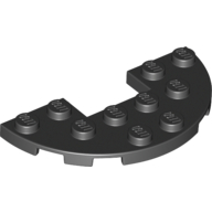 Plate Half Circle 3X6 With Cut - Black