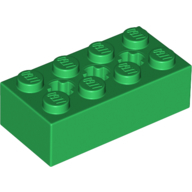 Brick 2X4 W/ Cross Hole - Dark Green
