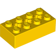 Brick 2X4 W/ Cross Hole - Bright Yellow