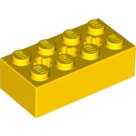 Brick 2X4 W/ Cross Hole - Bright Yellow