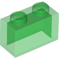 Brick 1X2 W/O Pin - Transparent Green