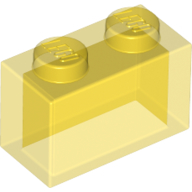 Brick 1X2 W/O Pin - Transparent Yellow