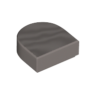 Flat Tile 1X1, 1/2 Circle - Silver Metallic