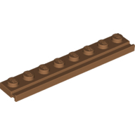 Plate 1X8 With Rail - Medium Nougat
