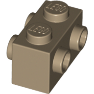 Brick 1X2 W. Four Knobs - Sand Yellow