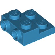 Plate 2X2X2/3 W. 2. Hor. Knob - Dark Azur