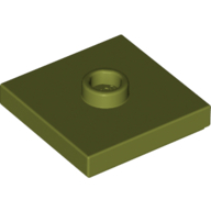Plate 2X2 W 1 Knob - Olive Green